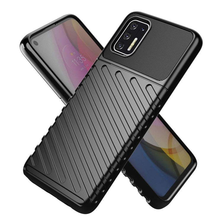 Thunder Series Twill Texture Thickened TPU Protective Cover Case for Motorola Moto G Stylus 4G (2021) - Black