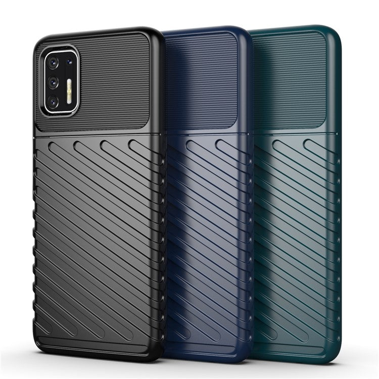 Thunder Series Twill Texture Thickened TPU Protective Cover Case for Motorola Moto G Stylus 4G (2021) - Black