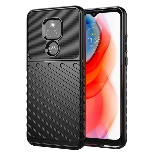 Thunder Series Twill Texture Thickened TPU Protective Cover Case for Motorola Moto G Play (2021) - Black