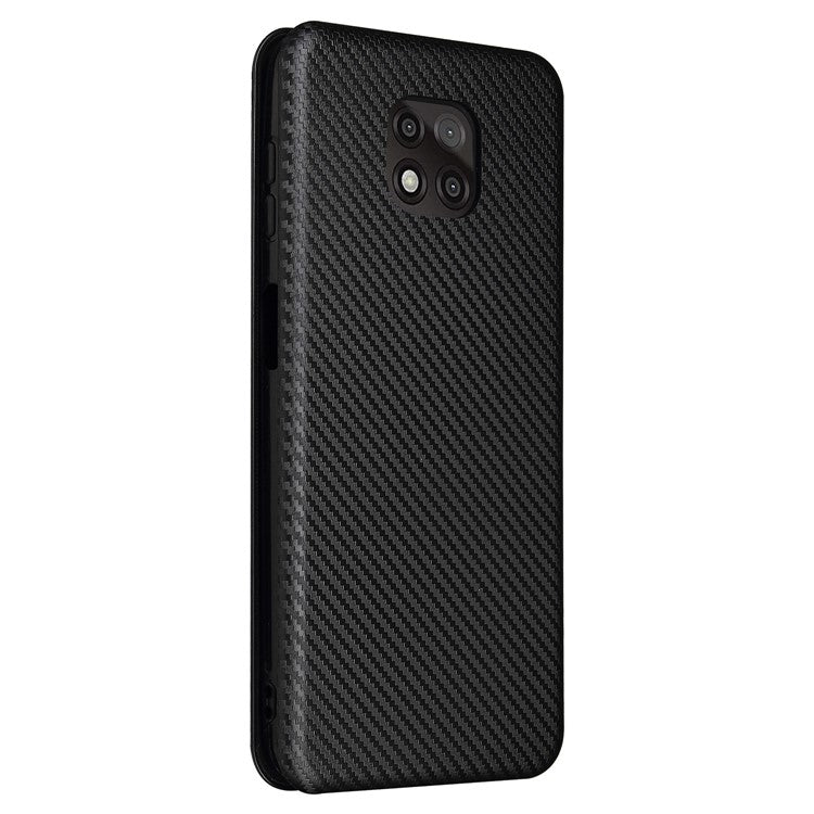Auto-absorbed Stand Carbon Fiber Texture Leather Shell Cover for Motorola Moto G Power (2021) - Black