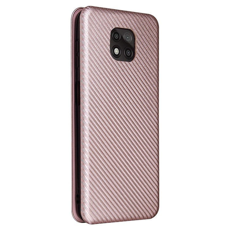 Auto-absorbed Stand Carbon Fiber Texture Leather Shell Cover for Motorola Moto G Power (2021) - Rose Gold