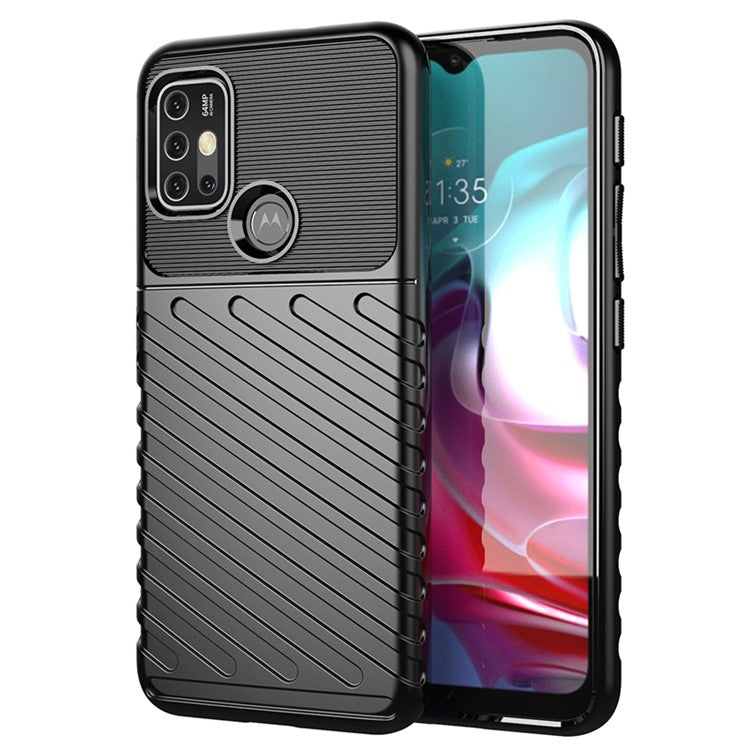 Thunder Series Twill Texture Thickened TPU Protective Cover Case for Motorola Moto G30/G20 / Moto G10 - Black