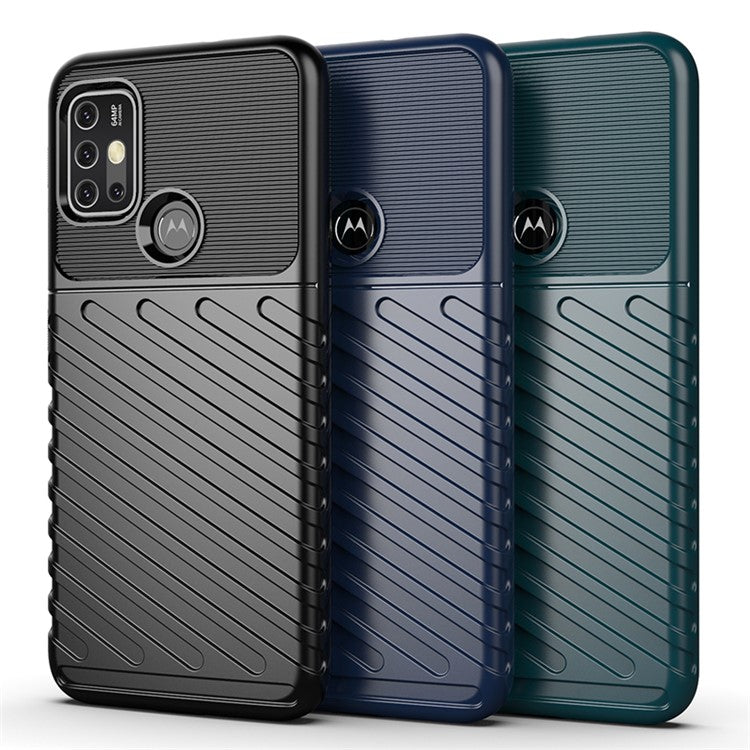 Thunder Series Twill Texture Thickened TPU Protective Cover Case for Motorola Moto G30/G20 / Moto G10 - Black