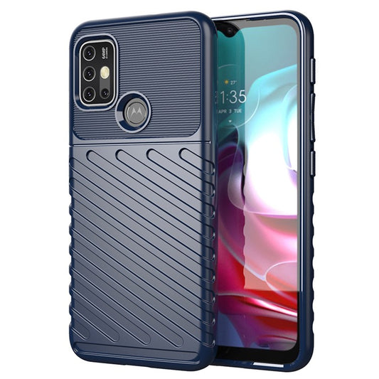 Thunder Series Twill Texture Thickened TPU Protective Cover Case for Motorola Moto G30/G20 / Moto G10 - Blue