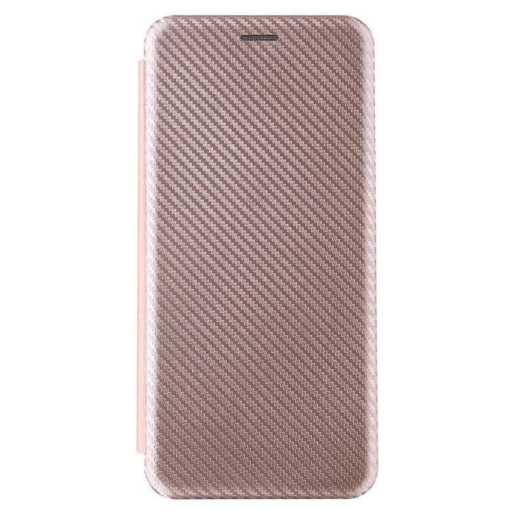 Auto-absorbed Stand Carbon Fiber Texture Leather Shell Cover for Motorola Moto G30/G20/G10 - Rose Gold