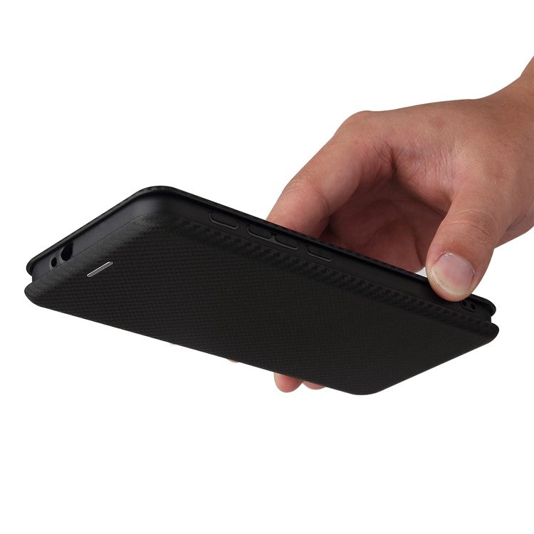 Auto-absorbed Stand Carbon Fiber Texture Leather Shell Cover for Motorola Moto G30/G20/G10 - Black