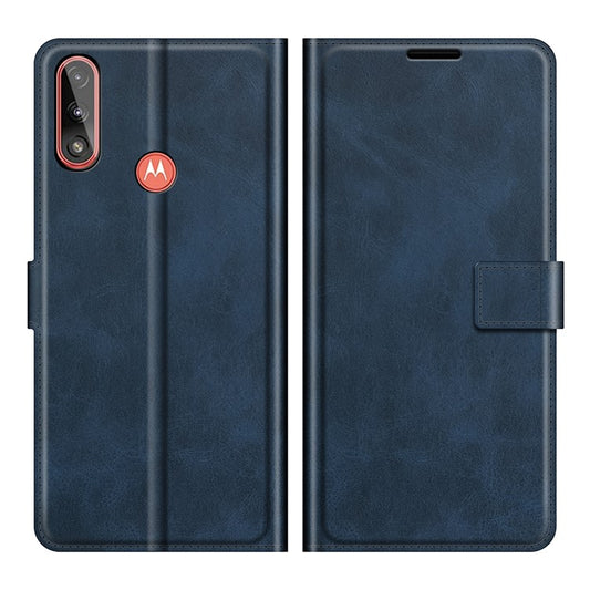 Wallet Design Magnetic Buckle Leather Stand Case for Motorola Moto E7 Power/Moto E7i Power Cellphone Cover - Blue