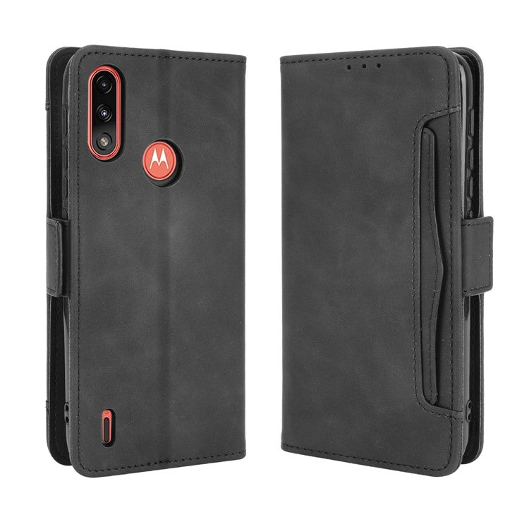 Wallet Design Leather Phone Feature Protective Cover Case with Stand and Multiple Card Slots for Motorola Moto E7 Power/Moto E7i Power - Black