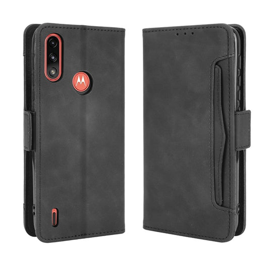 Wallet Design Leather Phone Feature Protective Cover Case with Stand and Multiple Card Slots for Motorola Moto E7 Power/Moto E7i Power - Black