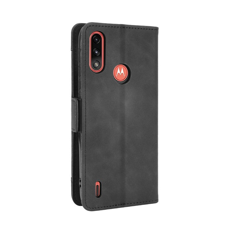 Wallet Design Leather Phone Feature Protective Cover Case with Stand and Multiple Card Slots for Motorola Moto E7 Power/Moto E7i Power - Black