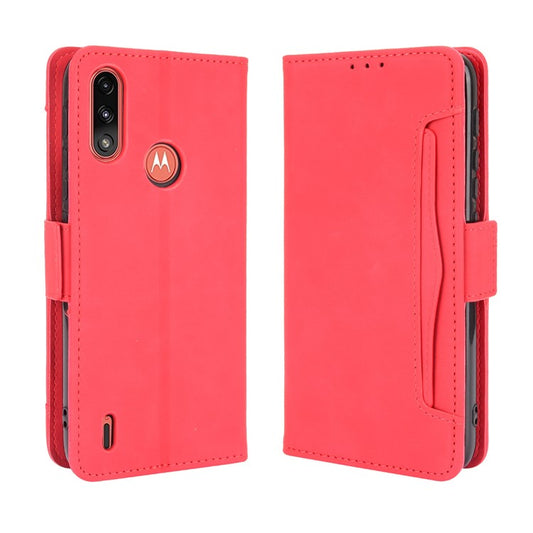 Wallet Design Leather Phone Feature Protective Cover Case with Stand and Multiple Card Slots for Motorola Moto E7 Power/Moto E7i Power - Red