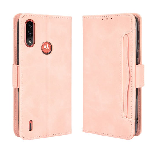 Wallet Design Leather Phone Feature Protective Cover Case with Stand and Multiple Card Slots for Motorola Moto E7 Power/Moto E7i Power - Pink