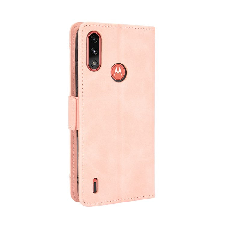 Wallet Design Leather Phone Feature Protective Cover Case with Stand and Multiple Card Slots for Motorola Moto E7 Power/Moto E7i Power - Pink
