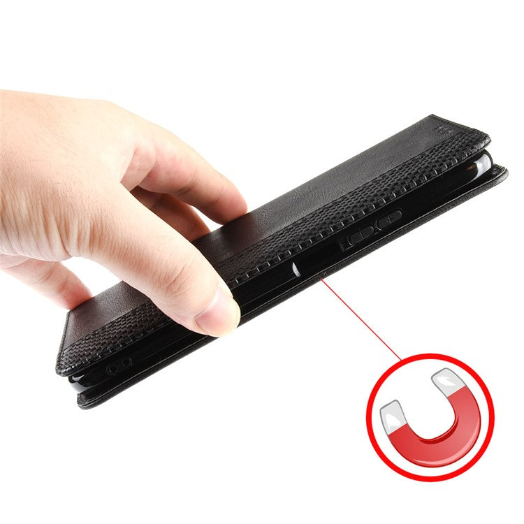 Wallet Stand Design Magnetic Vintage Style Phone Case Cover for Motorola Moto E7 Power/Moto E7i Power - Black