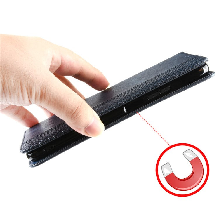 Wallet Stand Design Magnetic Vintage Style Phone Case Cover for Motorola Moto E7 Power/Moto E7i Power - Blue