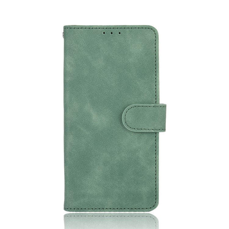 Skin-touch Folio Flip Leather Protective Shell for Motorola Moto E7 Power/Moto E7i Power 2021 Wallet Stand Cover - Green