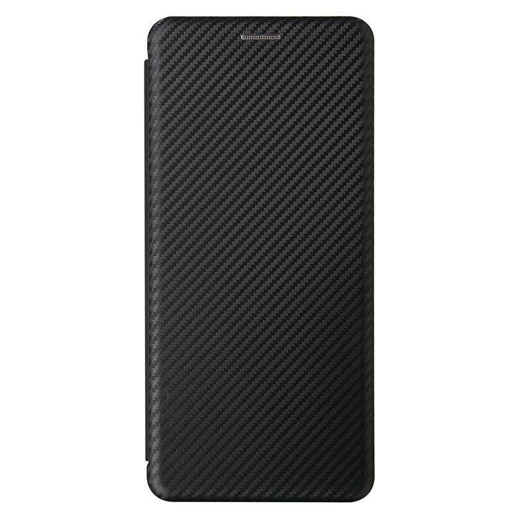Auto-absorbed Stand Carbon Fiber Texture Leather Shell Cover for Motorola Edge S / Moto G100 - Black