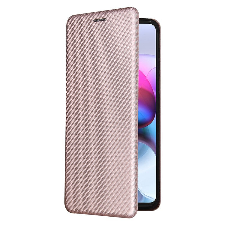 Auto-absorbed Stand Carbon Fiber Texture Leather Shell Cover for Motorola Edge S / Moto G100 - Gold