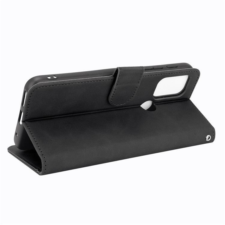 Silky Touch Leather Wallet Stand Shell Cover for Motorola Moto G30/G20 / G10 - Black