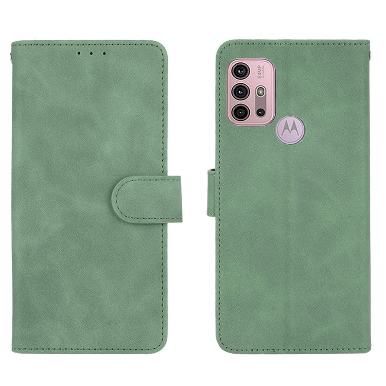 Silky Touch Leather Wallet Stand Shell Cover for Motorola Moto G30/G20 / G10 - Green