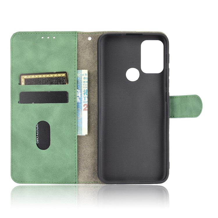 Silky Touch Leather Wallet Stand Shell Cover for Motorola Moto G30/G20 / G10 - Green