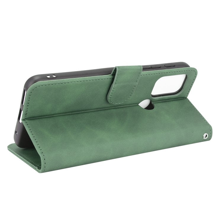 Silky Touch Leather Wallet Stand Shell Cover for Motorola Moto G30/G20 / G10 - Green