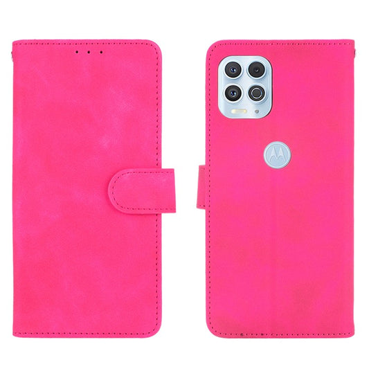 Skin-touch Folio Flip Leather Protective Shell for Motorola Edge S / Moto G100 Wallet Stand Cover - Rose