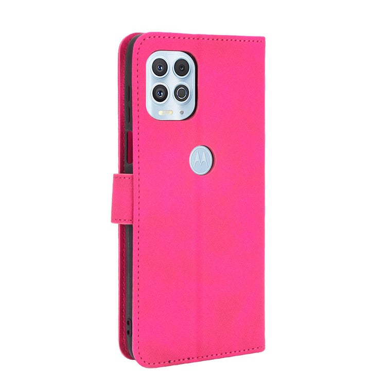Skin-touch Folio Flip Leather Protective Shell for Motorola Edge S / Moto G100 Wallet Stand Cover - Rose