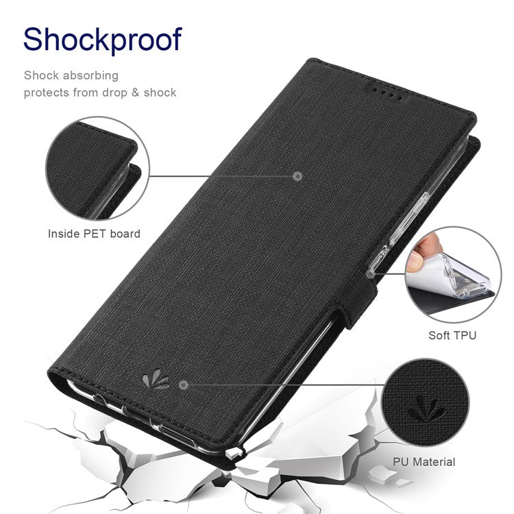 VILI DMK Series Double Magnetic Clasp Cross Texture Leather Wallet Stand Cover Case for Motorola Moto G30/G20/G10 Power/G10 - Black