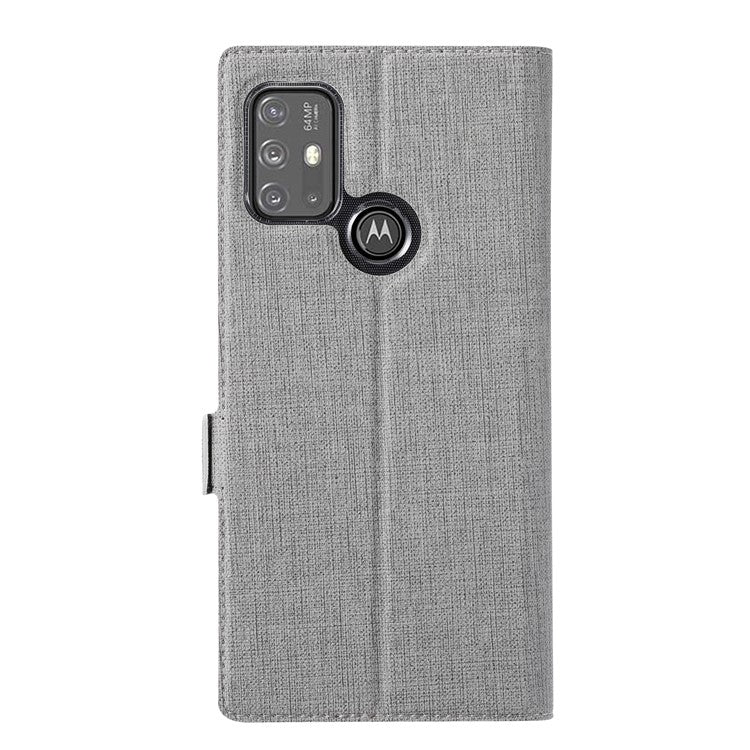 VILI DMK Series Double Magnetic Clasp Cross Texture Leather Wallet Stand Cover Case for Motorola Moto G30/G20/G10 Power/G10 - Grey