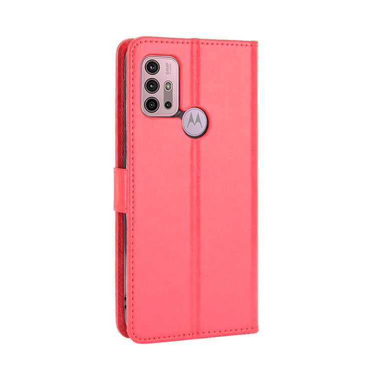 Crazy Horse Texture Wallet Design PU Leather Stand Protector Cover for Motorola Moto G30/G20 / Moto G10 - Red