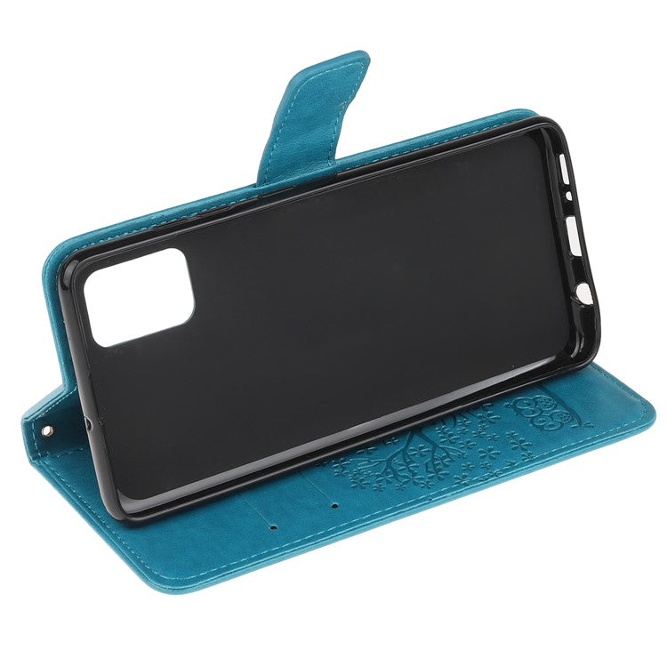 Tree Owl Pattern Imprint Inside and Outside Leather Stylish Case with Wallet Design for Motorola Moto G100/Edge S - Blue