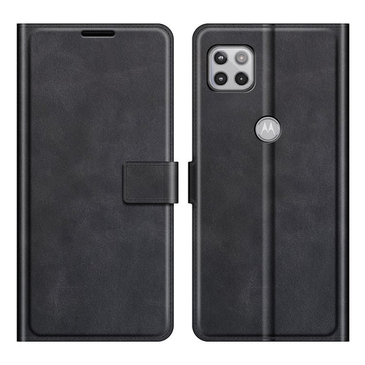 Wallet Design Stand Leather Phone Case Shell for Motorola One 5G Ace - Black