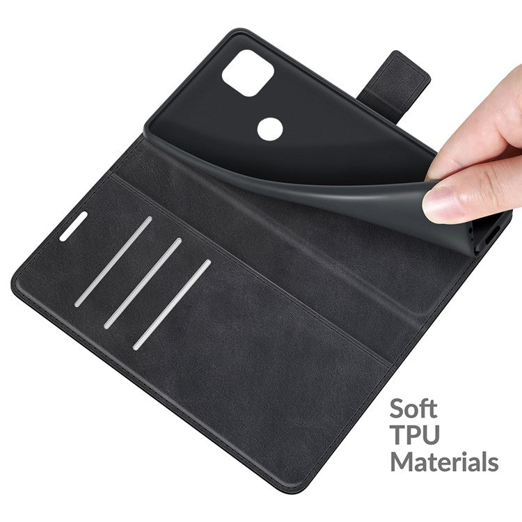 Wallet Design Stand Leather Phone Case Shell for Motorola One 5G Ace - Black