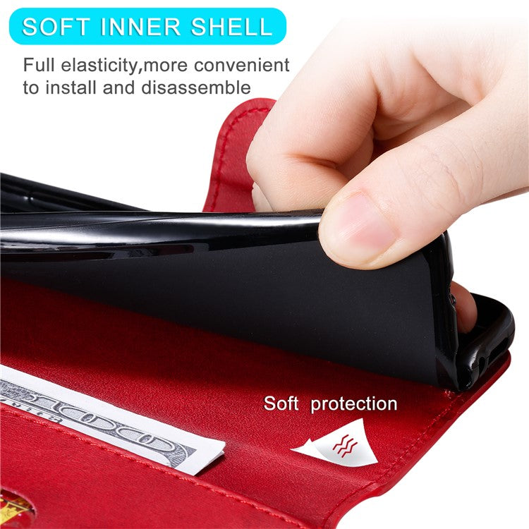 Wallet Stand Flip Leather Phone Case for Motorola Moto G30/G20 / G10 - Red