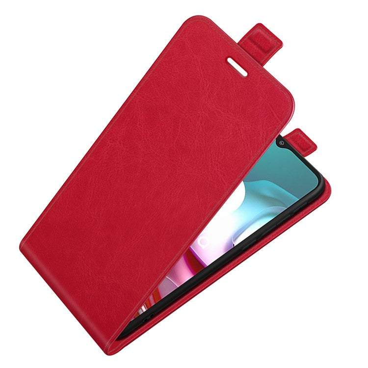 Crazy Horse Leather Protector Case Vertical Flip Phone Cover with Card Slot for Motorola Moto G30/G20 / G10 - Red