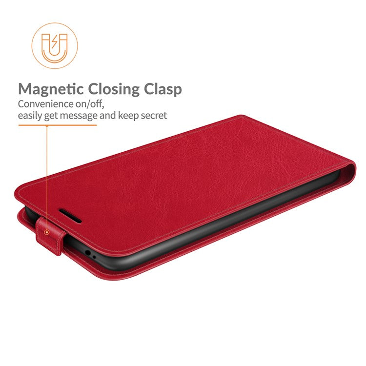 Crazy Horse Leather Protector Case Vertical Flip Phone Cover with Card Slot for Motorola Moto G30/G20 / G10 - Red