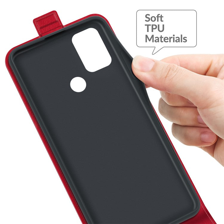 Crazy Horse Leather Protector Case Vertical Flip Phone Cover with Card Slot for Motorola Moto G30/G20 / G10 - Red