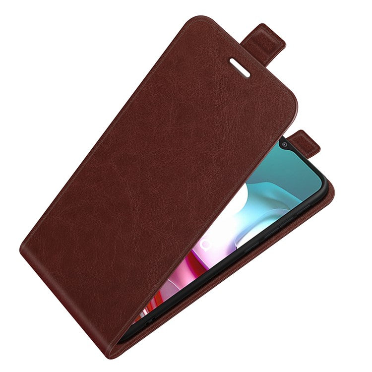 Crazy Horse Leather Protector Case Vertical Flip Phone Cover with Card Slot for Motorola Moto G30/G20 / G10 - Brown
