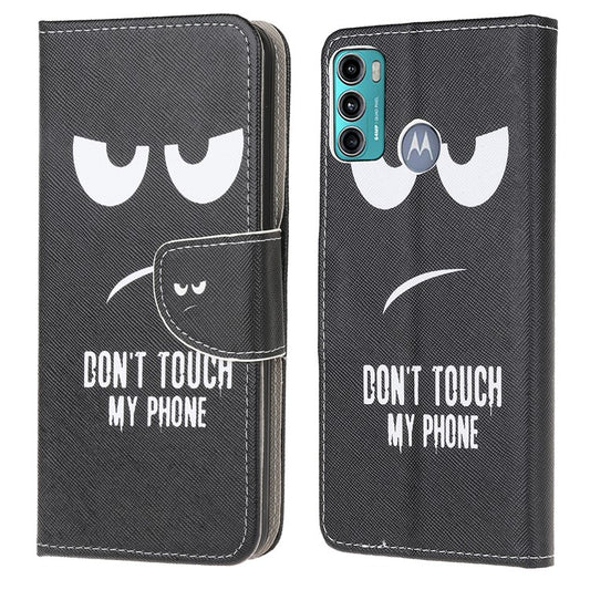 Cross Texture Pattern Printing Leather Wallet Stand Phone Case Shell for Motorola Moto G60/G40 Fusion - Eyes