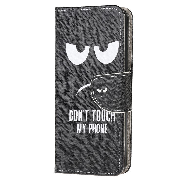 Cross Texture Pattern Printing Leather Wallet Stand Phone Case Shell for Motorola Moto G60/G40 Fusion - Eyes