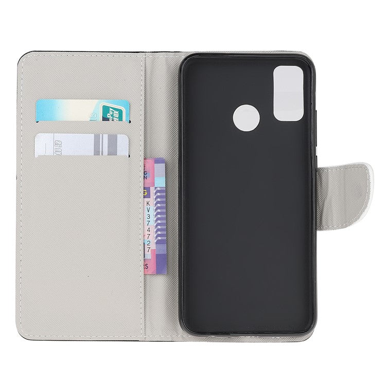 Cross Texture Pattern Printing Leather Wallet Stand Phone Case Shell for Motorola Moto G60/G40 Fusion - Cartoon Owls