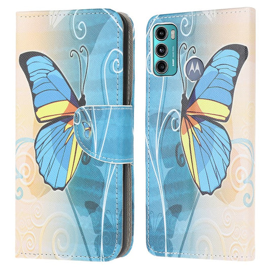 Cross Texture Pattern Printing Leather Wallet Stand Phone Case Shell for Motorola Moto G60/G40 Fusion - Butterfly