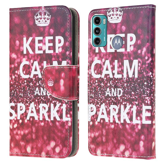 Cross Texture Pattern Printing Leather Wallet Stand Phone Case Shell for Motorola Moto G60/G40 Fusion - Crown