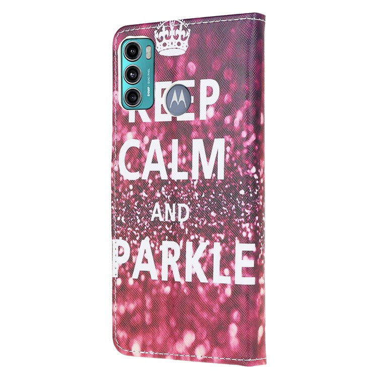 Cross Texture Pattern Printing Leather Wallet Stand Phone Case Shell for Motorola Moto G60/G40 Fusion - Crown