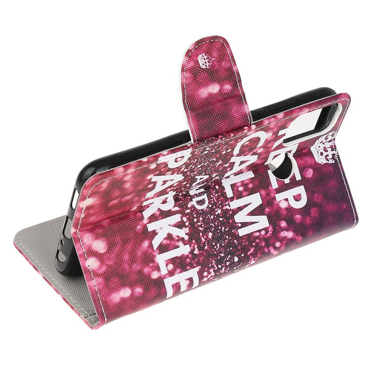 Cross Texture Pattern Printing Leather Wallet Stand Phone Case Shell for Motorola Moto G60/G40 Fusion - Crown