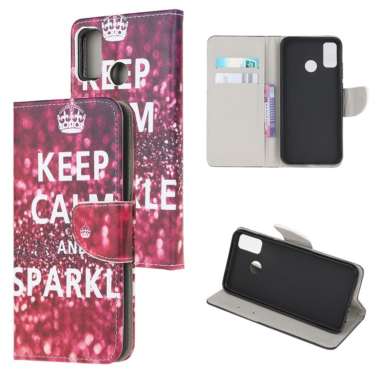 Cross Texture Pattern Printing Leather Wallet Stand Phone Case Shell for Motorola Moto G60/G40 Fusion - Crown