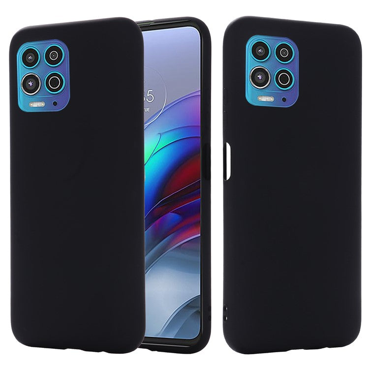 Soft Liquid Silicone Protector Back Case with Handy Strap for Motorola Edge S / Moto G100 - Black