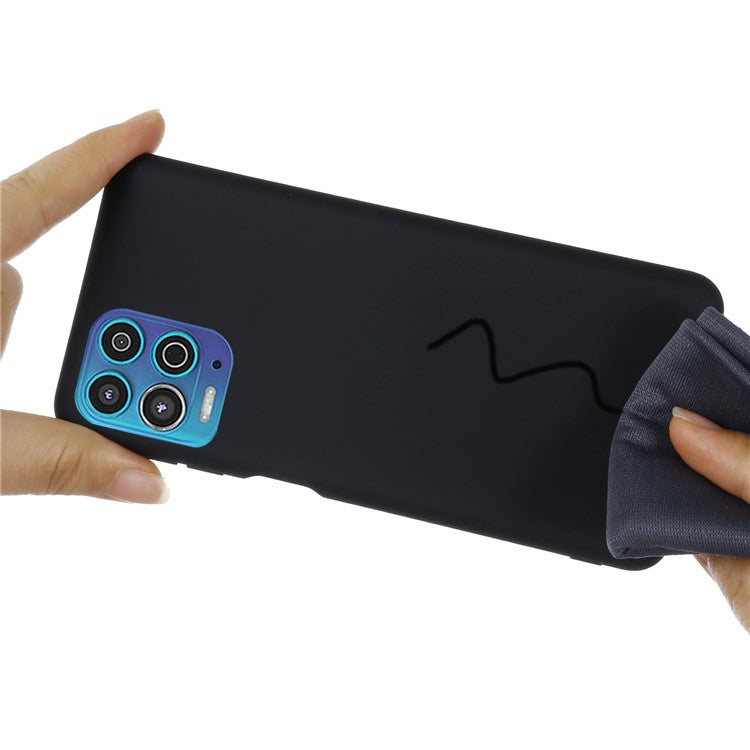 Soft Liquid Silicone Protector Back Case with Handy Strap for Motorola Edge S / Moto G100 - Black