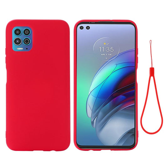 Soft Liquid Silicone Protector Back Case with Handy Strap for Motorola Edge S / Moto G100 - Red